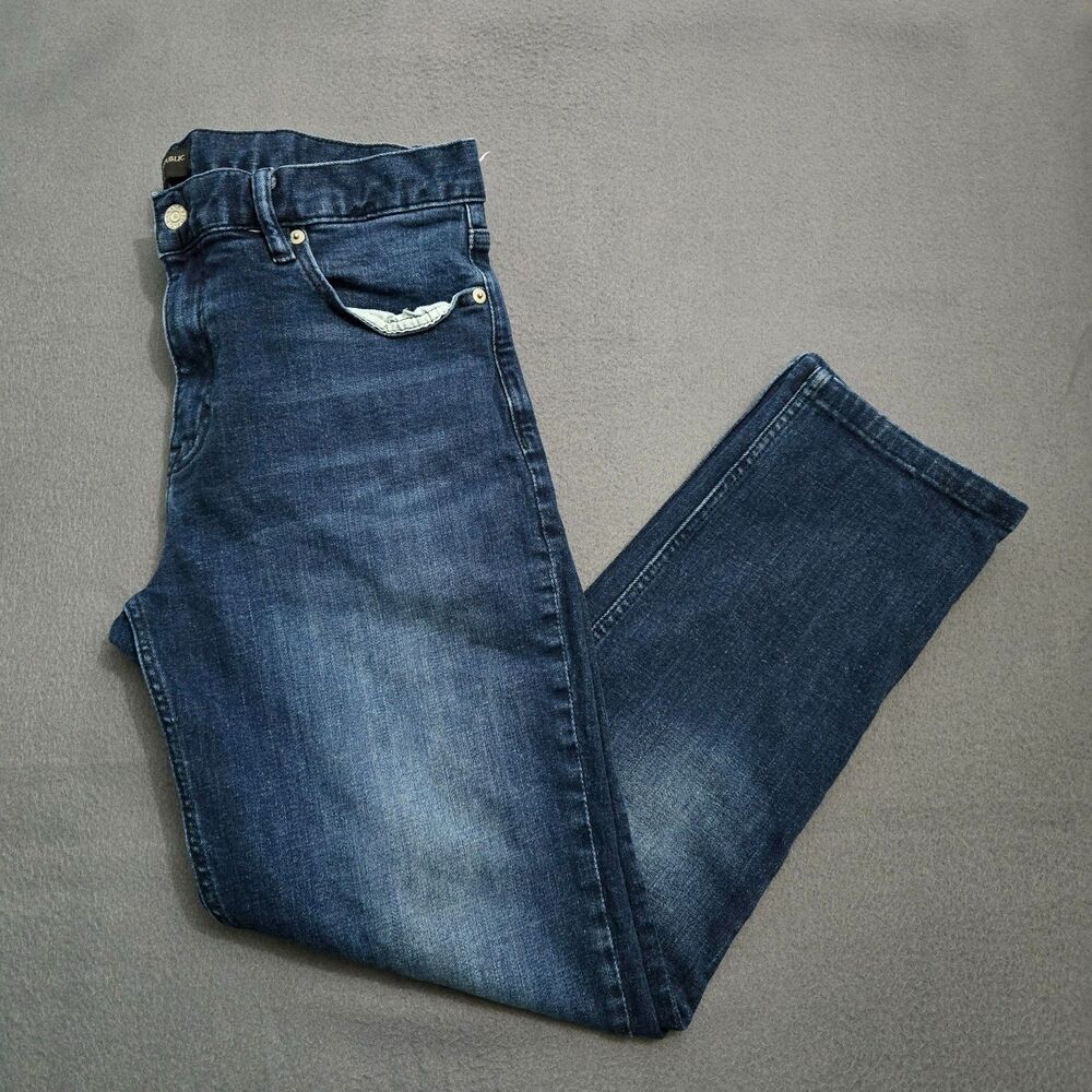 Banana Republic Men 33X34 (32X27) Slim Straight Leg Dark Wash Jeans